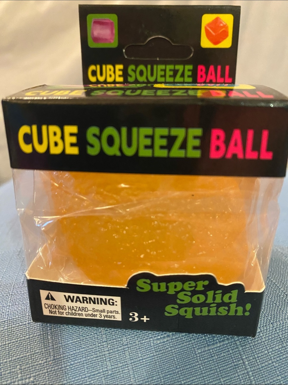Cube Squeeze Ball - Yellow Super Solid Squish